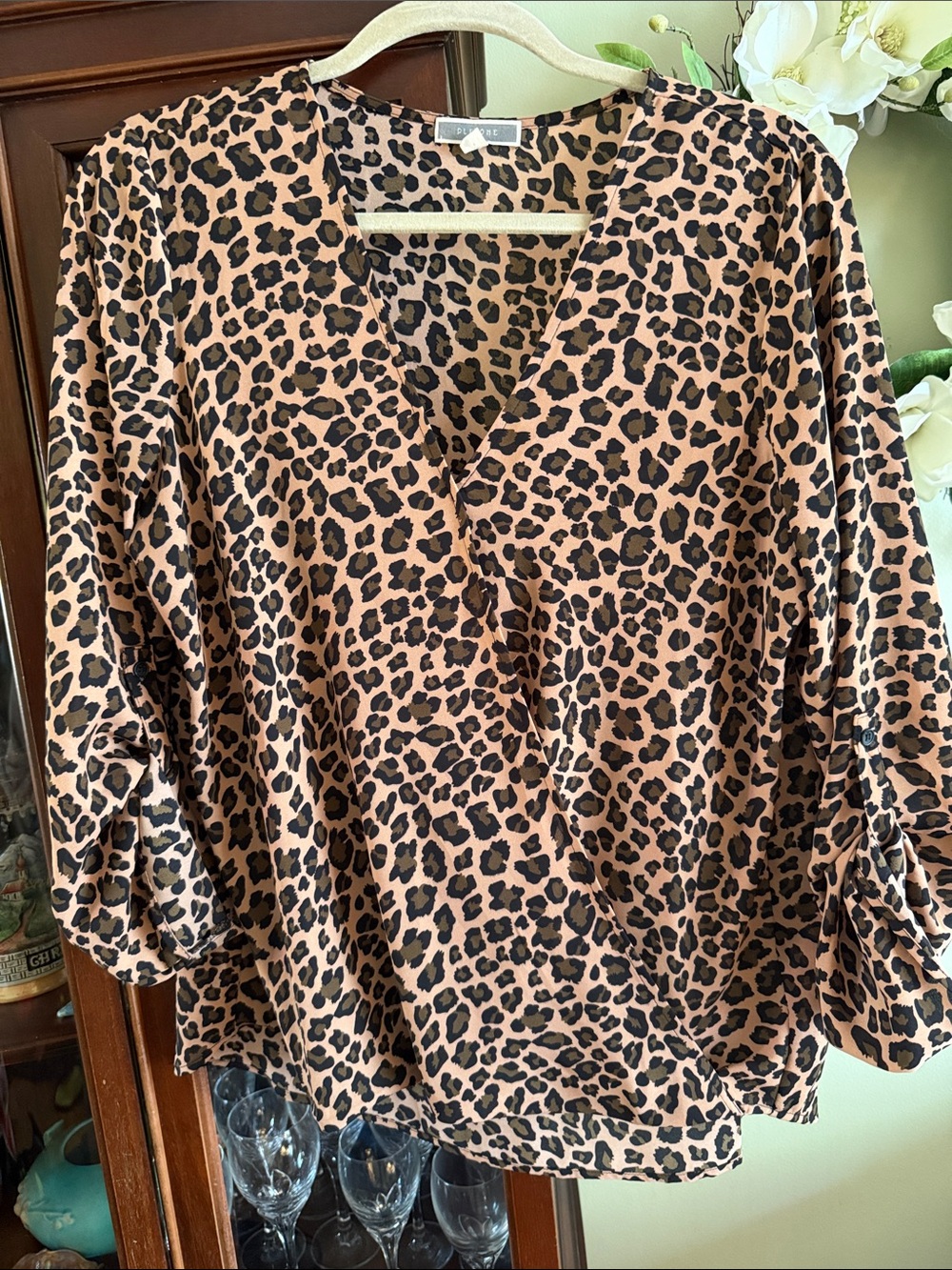 Pleione Leopard-Print Blouse Large